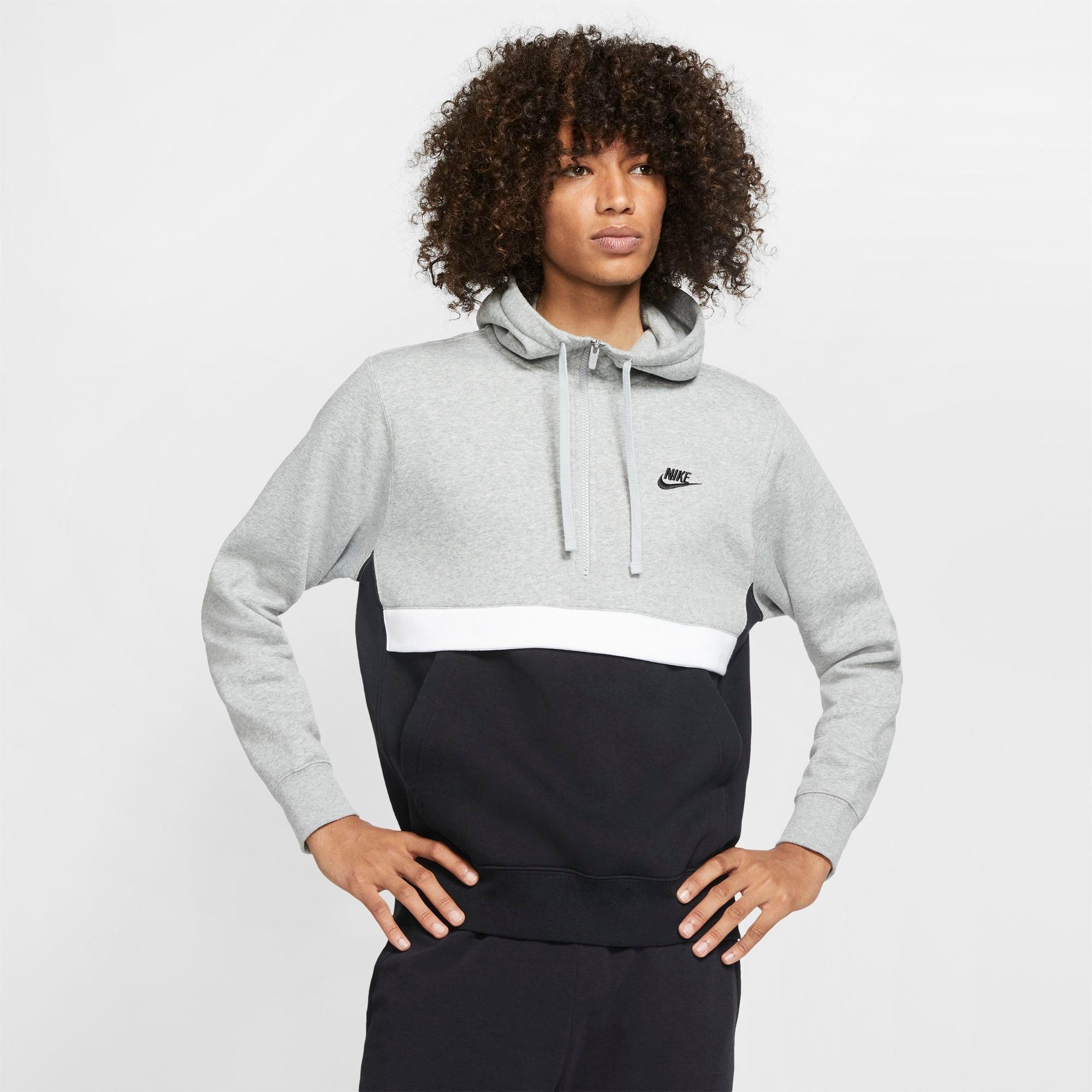 Nike Sportswear Men's Club GreyBlack Half Zip Hoodie Nike Nike Nsw Club Men's Fleece Half Zip Pullover Hoodie